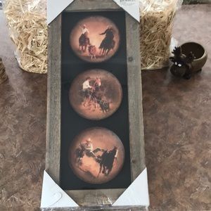Western Cowboys wood framed wall art